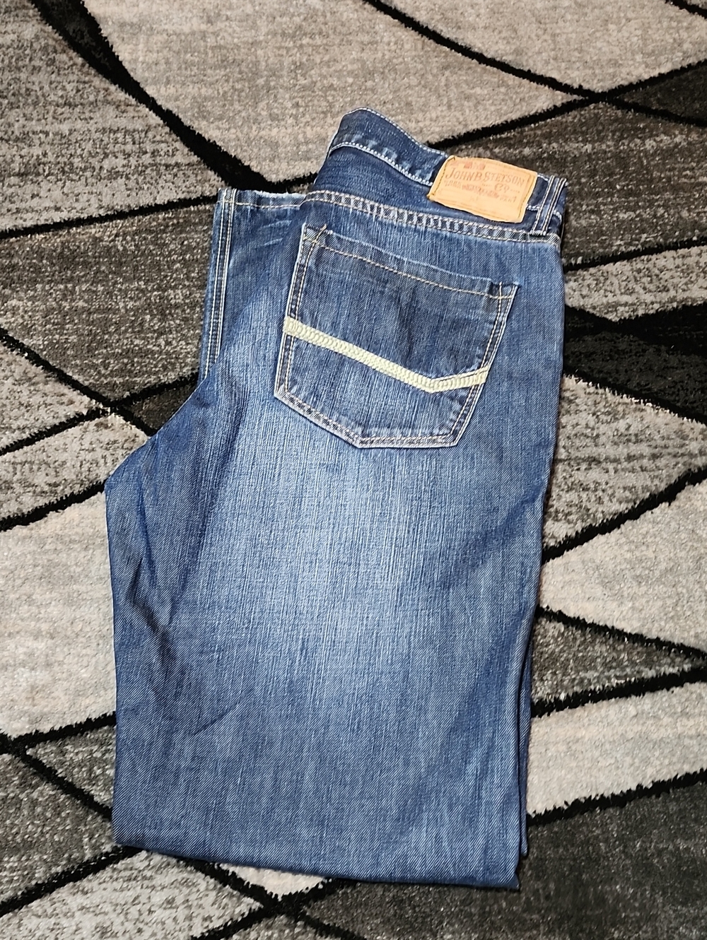 STETSON CO. JOHN B. 1312 FIT EMBROIDERED MODERN STRAIGHT LEG DENIM JEAN